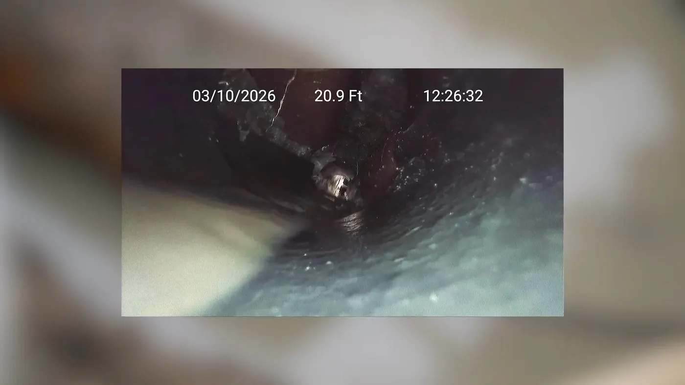 Sewer camera inspection screen and cleanout access for sewer line repair in Buckeye, AZ