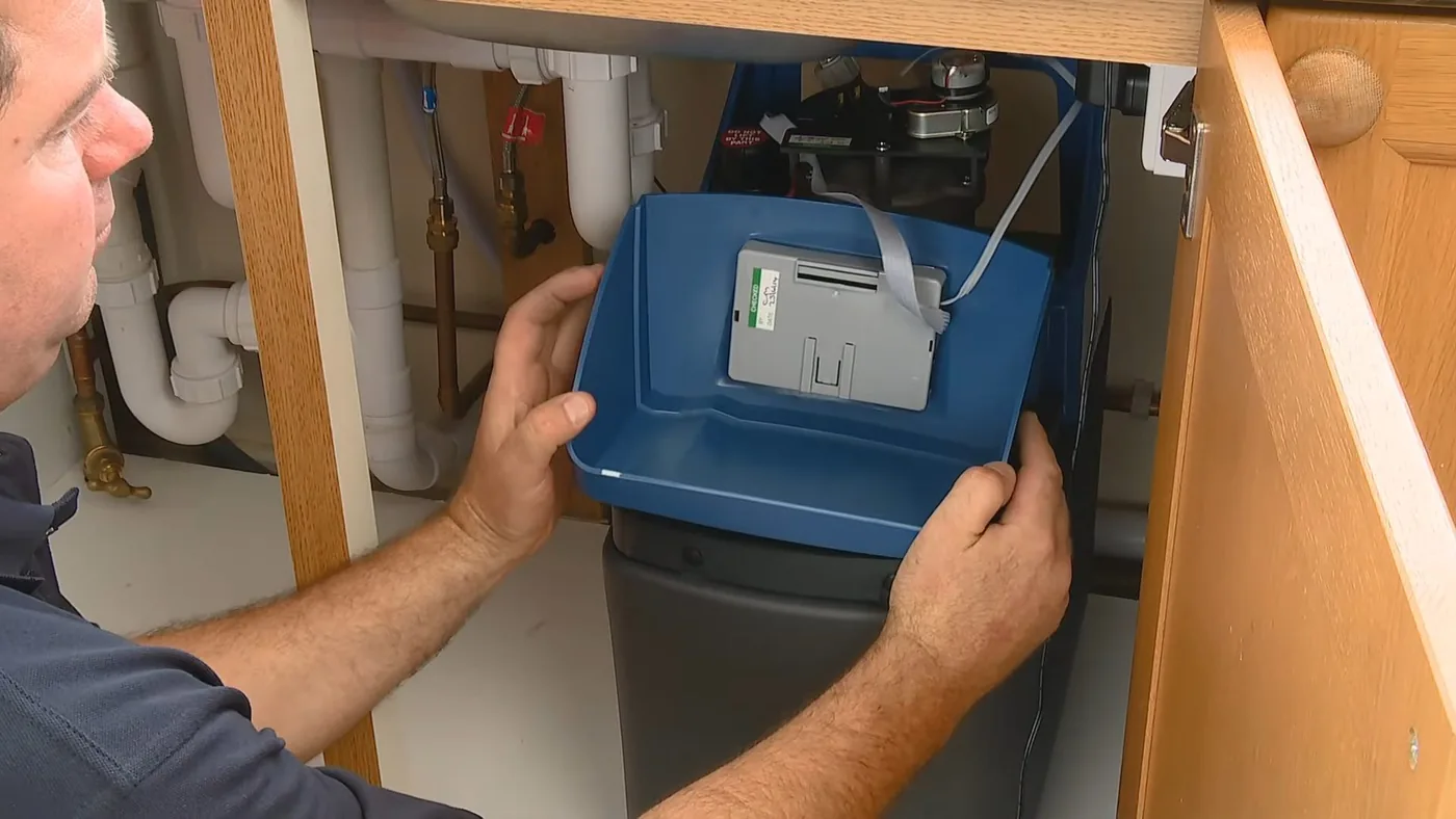 Water softener tank and brine system showing copper detail for water softener in Buckeye, AZ
