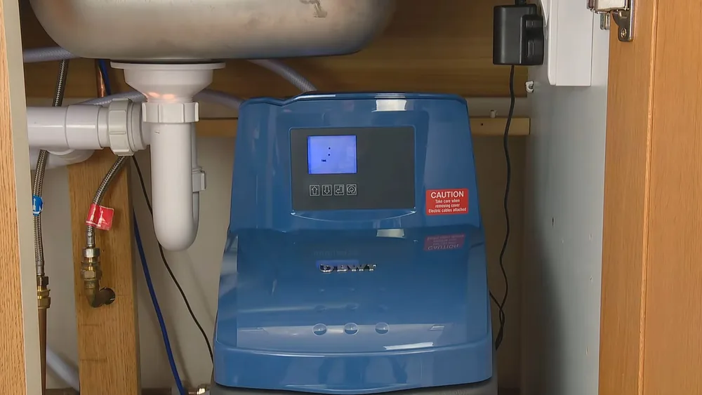 Water softener tank and brine system showing valley detail for water softener in Buckeye, AZ